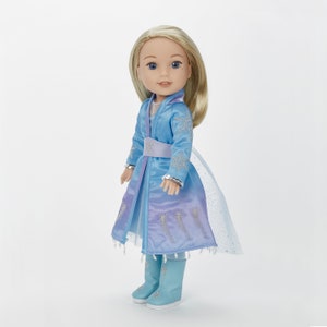 14 inch doll -14 doll clothes Princess Elsa  Incl. cape, dress, belt, leggings, boots- all embroidered - Girl American