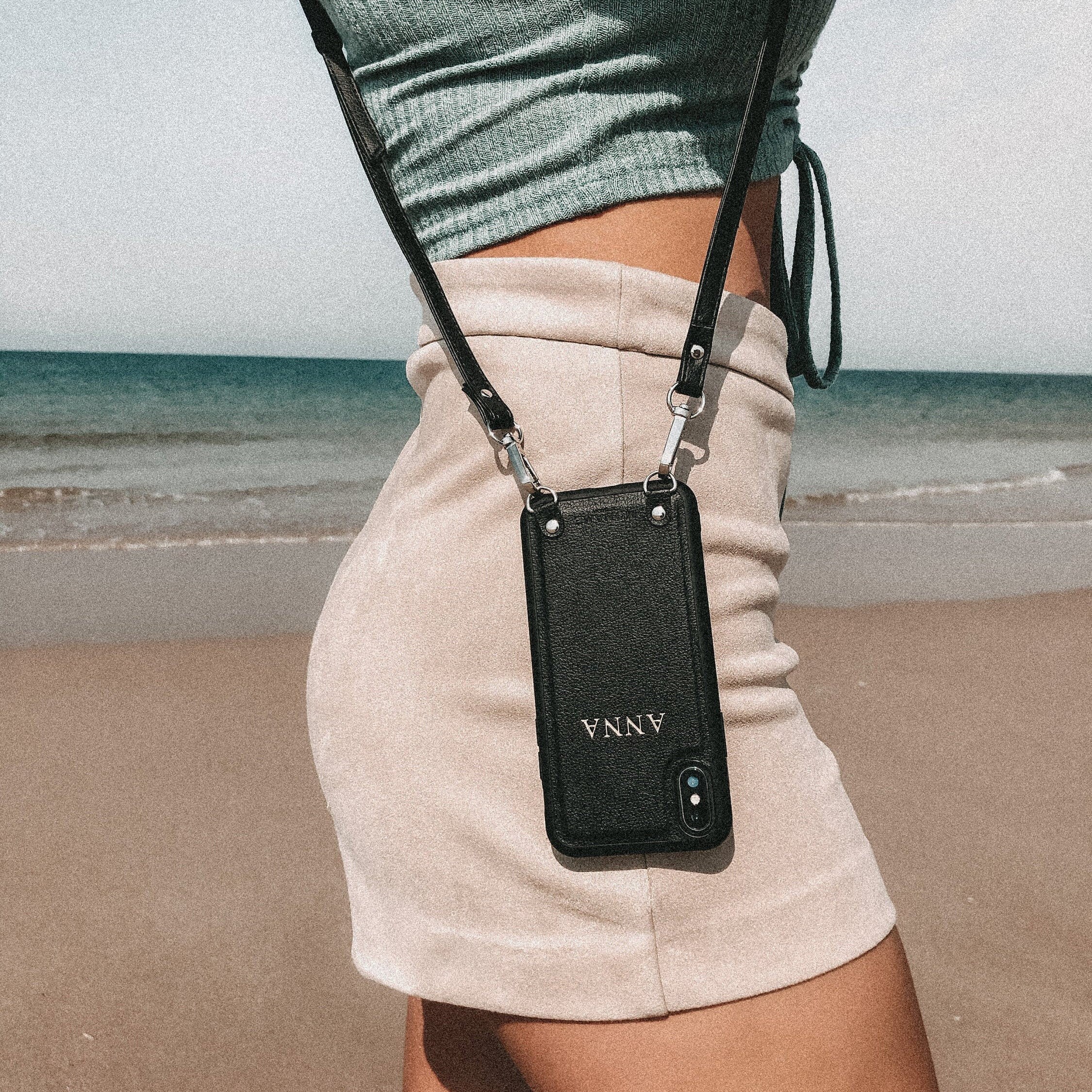 Leather Phone Chain for Hanging Personalized Phone Case + Pendant Peb…