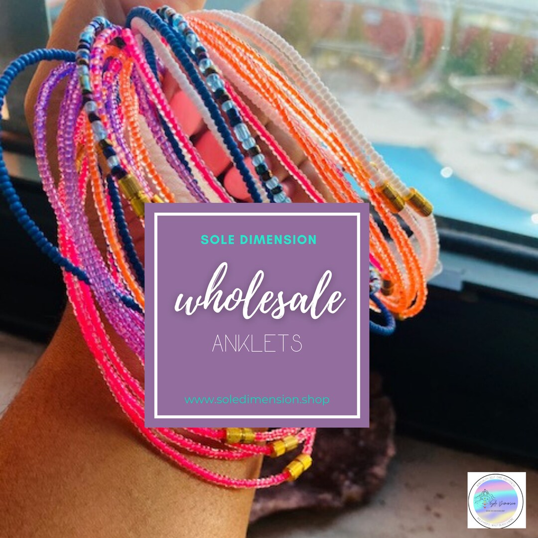 ON SALE Set of 24 Anklets Wholesale Anklets for Women Beaded Anklets Clasp Anklets Handmade