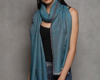 Plain Reversible Wool/Semi Pashmina Shawl