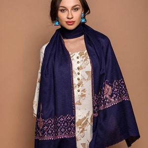 Sozni Paisley Wool/Semi Pashmina Hand Embroidery Shawl