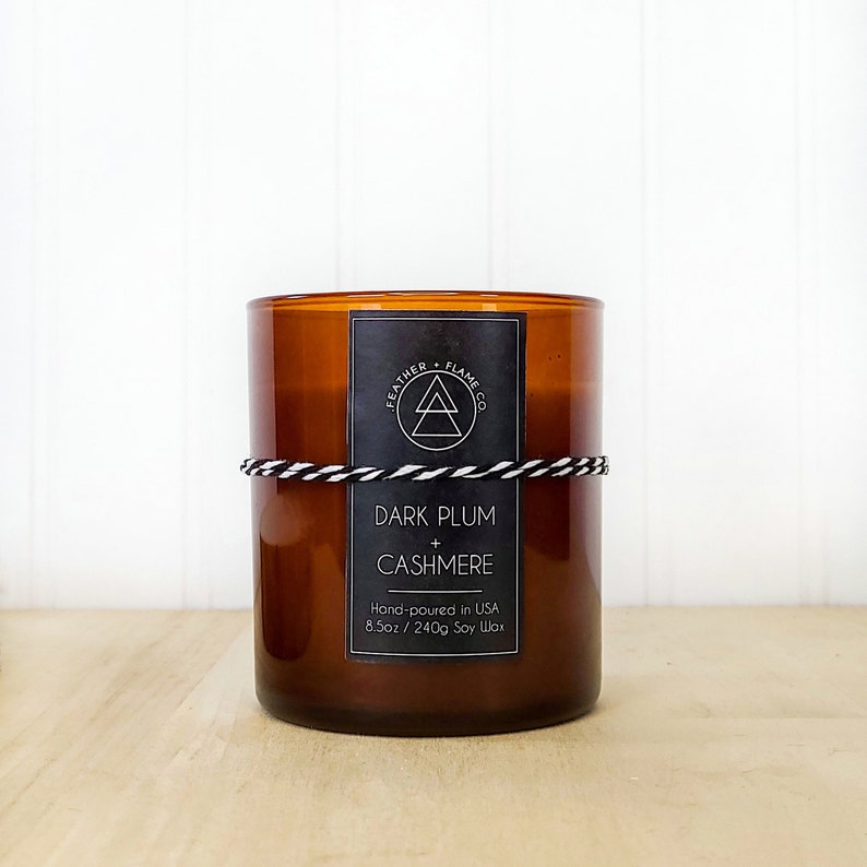 Dark Plum Cashmere Scented Vegan Soy Candle 8.5 oz