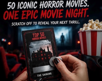 Top 50 horrorfilm kraskaarten, horrorfilm cadeau, date night ideeën, familiefilm avondspel, halloween cadeau, horror fan cadeau