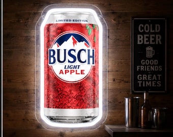 Busch Light Apple LED Neon Sign | Beer Bar Decor, Man Cave Wall Light