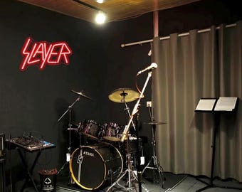 Slayer LED Neon Sign – Heavy Metal Thrash Band Wall Decor 11.8” x 7.4”