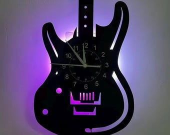 Guitar LED clock | Man Cave | Retro | Gen X Decor | Arcade Sign | Nostalgic Party