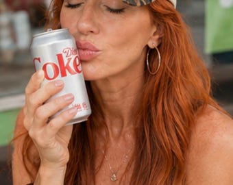 Embroidered Diet Coke Baseball Hat | Leopard Print Brim, Cream Cotton Cap