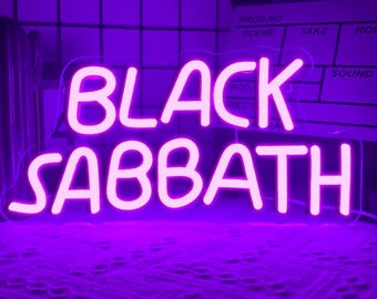 12,5 x 6,2" Black Sabbath-neonreclame | Ozzy Osbourne Tribute LED-wandlamp | Heavy metal rockbanddecor | Man Cave Muziekkamer Studio Bar Cadeau