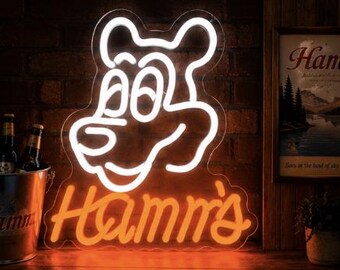 Hamm's Beer LED Neon Sign 11.4"x13.3", Bar Wall Decor, Man Cave Light, Poker Room Sign, Game Room Decor, Garage Bar Gift, Retro Beer Neon