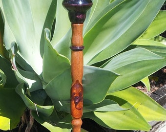 Scorpion walking stick made with kwila wood and smoky quartz top, designer walking stick