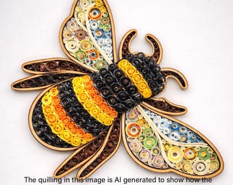 Bumble Bee Wood Quilling Frame – DIY Craft Frame – 9"x6"