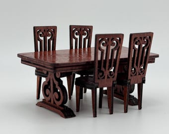 1:24 Scale - Elegant Dollhouse Dining Table Set
