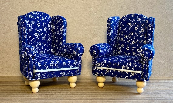 Dollhouse Upholstered High Back Chair - Bespoke 1 inch scale