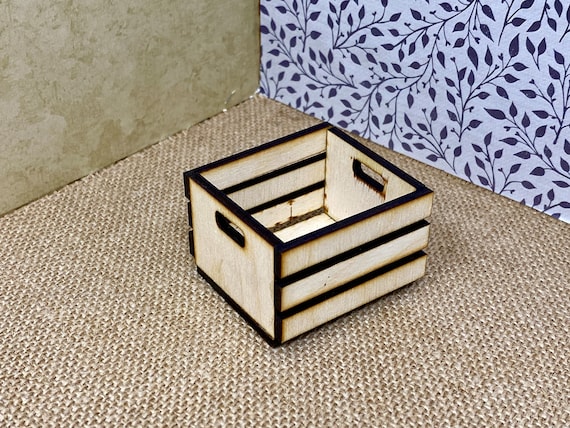 Dollhouse Unfinished Wood Crates - 2 per pack - 1 inch scale