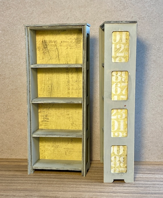 Dollhouse - Hand Painted Shabby-Chic Book Cases - 1 inch scale