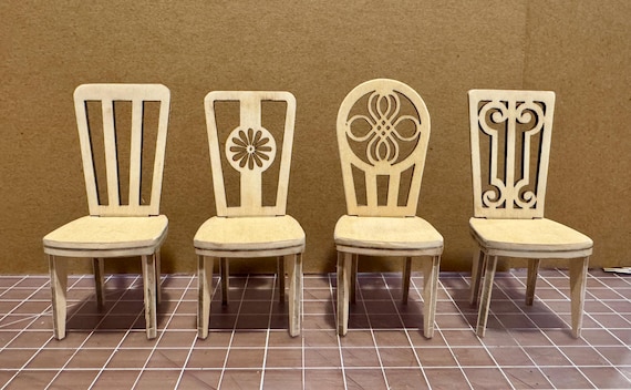 Dollhouse - Pair (2) of  Dining Chairs - 1 inch scale - unfinished