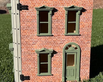 Handmade Georgian Book Nook Dollhouse – 1:24 Scale Miniature Row House Library Insert