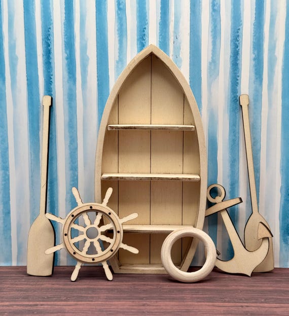 Dollhouse Row Boat Bookshelf Collection- 1 inch Scale