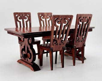 1:12 Scale - Elegant Dollhouse Dining Table Set