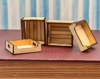 Half Inch Scale Miniature Vegetable Crates and Trays  (1:24)