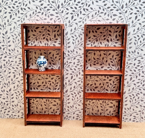 Dollhouse Bookshelves Set of 2 Ladder Style - unfinished
