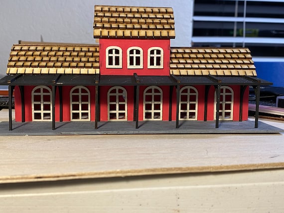 Mini Christmas Village Train Station  N-scale  or 1/144th scale