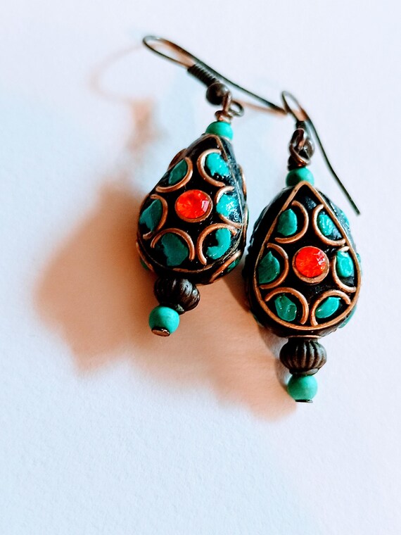 Earrings turquoise chips plus. - image 1