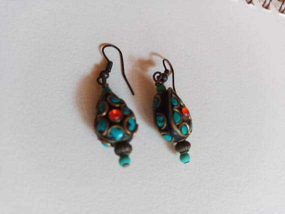 Earrings turquoise chips plus. - image 10