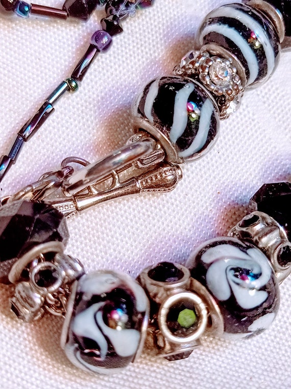Jewelry set of necklace, bracelet, earrings.