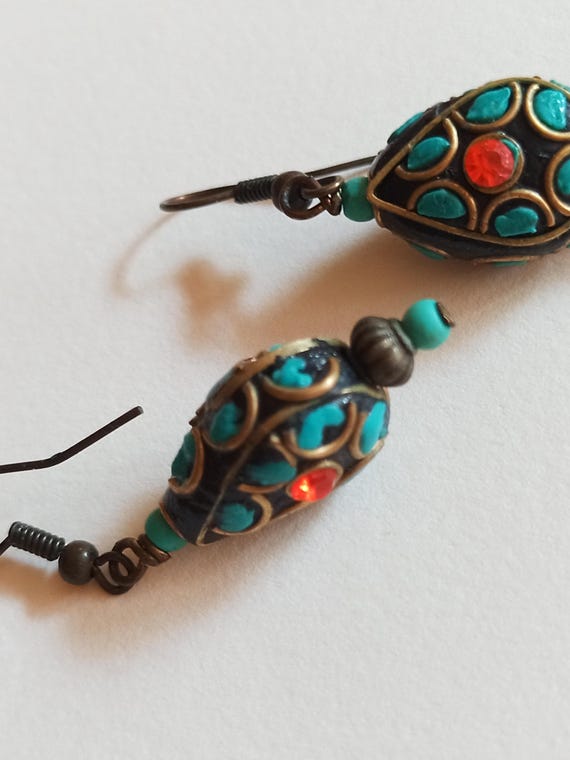 Earrings turquoise chips plus. - image 5