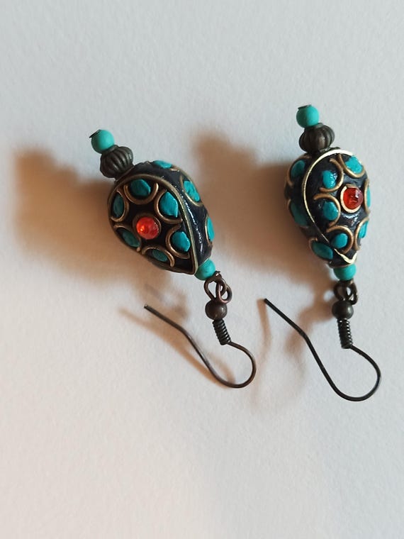 Earrings turquoise chips plus. - image 9