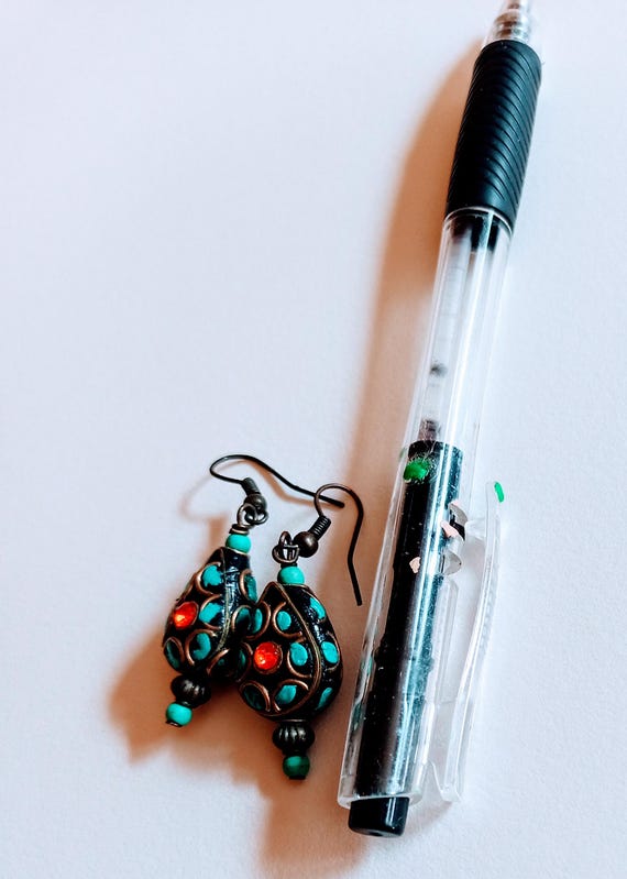 Earrings turquoise chips plus. - image 6