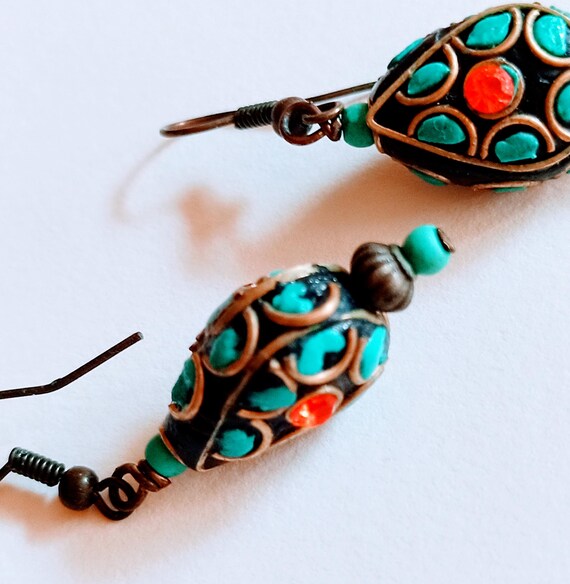 Earrings turquoise chips plus. - image 2