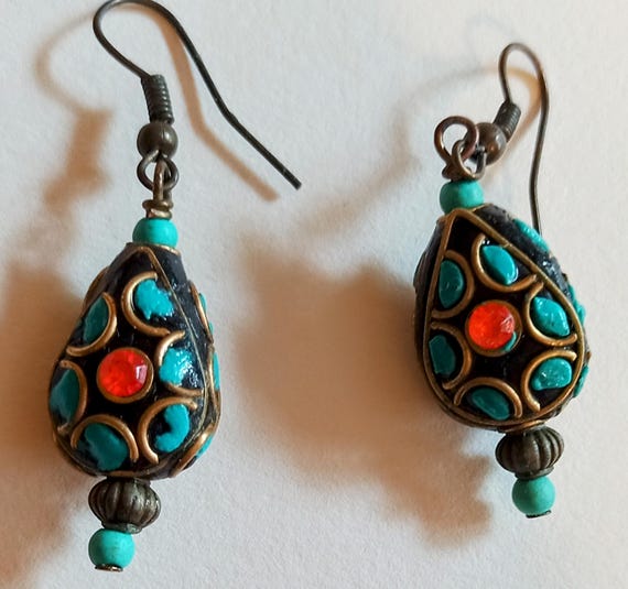 Earrings turquoise chips plus. - image 3