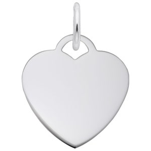 Engravable Sterling Silver Charms - Small Heart-Classic Series Charm - Engrave a Photo or Text (Baxley Jewelry 2024) - 0.59 in x 0.63 in