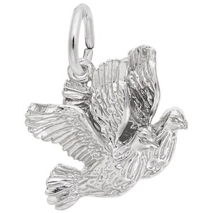 Dove Charms (Engravable Sterling Silver and Gold Plated Charms) Turtle Doves, Peace Dove & Love Birds Charm