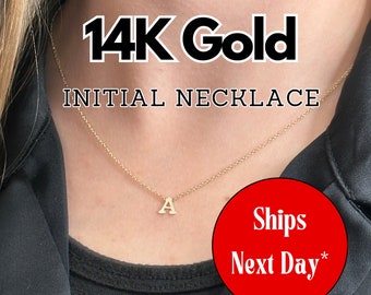 Delicado collar con inicial de oro de 14 quilates, collar con letra, collar con nombre personalizado, regalo para esposa, mamá o dama de honor.