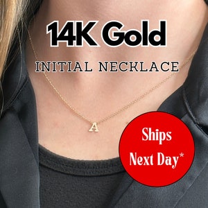 Delicado collar inicial de oro de 14K / collar de letras / collar de nombre personalizado / regalo de esposa / regalos para mamá / regalos de dama de honor