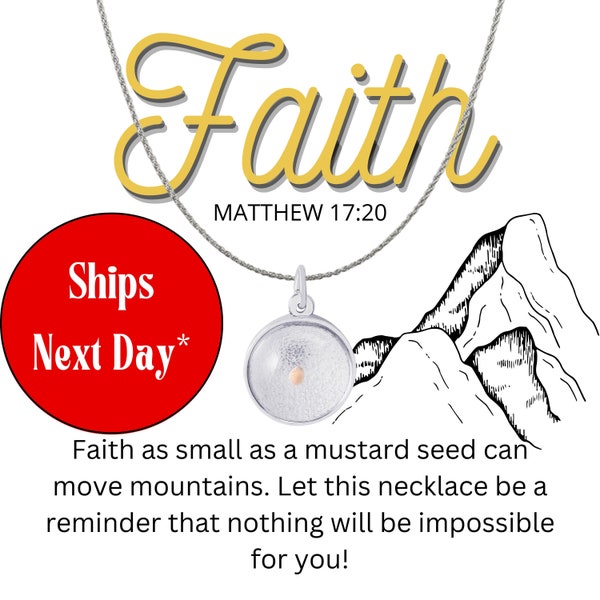 Silver Mustard Seed Necklace for Encouragement and Faith | Mustard Seed Pendant | Faith Necklace | Mustard Seed Jewelry | Christian Gift