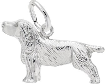 Springer Spaniel Dog  Charm (Engravable Sterling Silver and Gold Plated Charms)