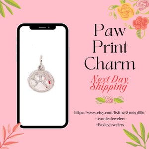 CREATCABIN 1 Box 90Pcs 15 Styles Dog Paw Charms Bulk Cat Animal Paw Prints  Pendants Alloy Enamel Chunk Glitter Hollow Beads for Jewelry Making Charms