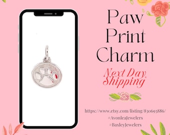 Engravable Sterling Silver Paw Print Disc Charm - Engrave a Photo or Text on a  Dog - Cat - Pet | Paw Charm | Paw Print Charm