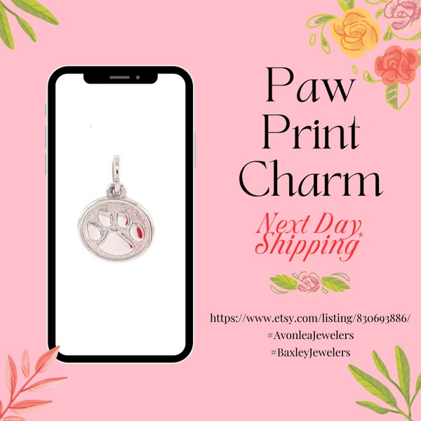 Engravable Sterling Silver Paw Print Disc Charm - Engrave a Photo or Text on a  Dog - Cat - Pet | Paw Charm | Paw Print Charm