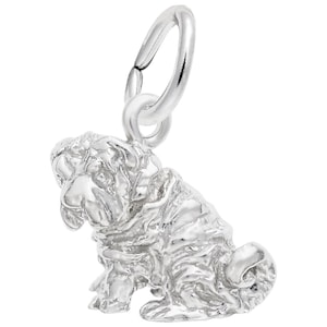 Shar Pei Dog Charm (Engravable Sterling Silver and Gold Plated Charms)