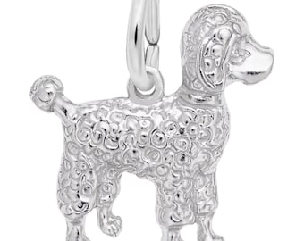 Small Poodle Dog Charm (Engravable Sterling Silver and Gold Plated Charms)