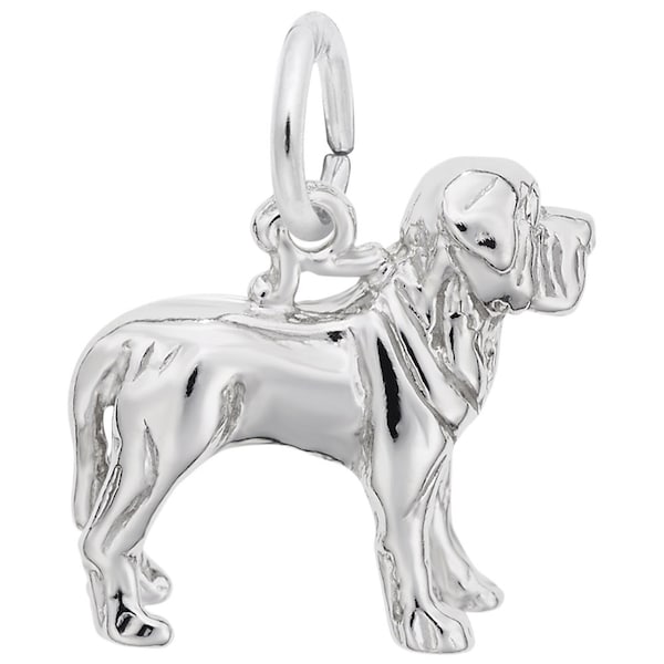 Mastiff dog charm (Engravable Sterling Silver and Gold Plated Charm) | Sterling Silver Mastiff Charm