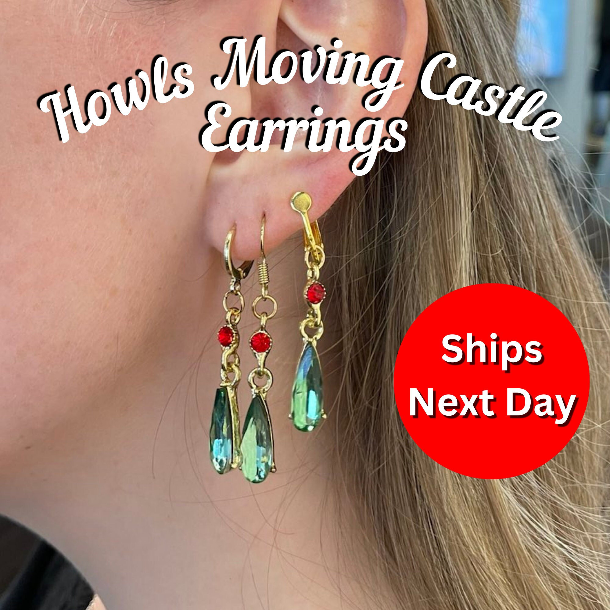 BaxleyJewelry Howls Moving Castle Earrings Anime Cosplay Earrings Art Studio Ghibli Inspired Earrings Non Pierced Ear Clips Anime Jewelry
