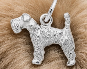 Kerry Blue Terrier Dog Charm (Engravable Sterling Silver and Gold Plated Charms)