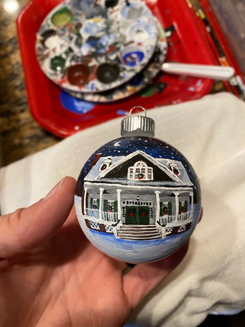 New Home Ornament: Hand Painted Beautiful Glass Holiday Gift Keepsake Round with Free Gift Box 2024 Christmas 10cm or 6.67cm Sizes image 9