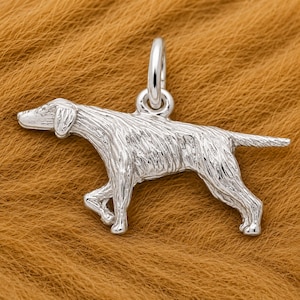 Pointer dog charm (Engravable Sterling Silver and Gold Plated Charms)
